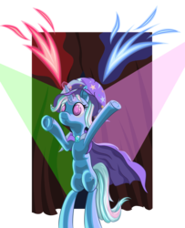 Size: 3317x4086 | Tagged: safe, artist:itresad, trixie, pony, unicorn, g4, female, fireworks, mare, simple background, solo, stage, transparent background