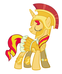 Size: 1812x2160 | Tagged: safe, artist:sikander, sunset shimmer, pony, unicorn, g4, scare master, armor, clothes, costume, costume swap, female, galea, nightmare night, nightmare night costume, nose wrinkle, roman, simple background, solo, transparent background, vector