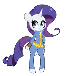 Size: 2500x2900 | Tagged: safe, artist:turtlefarminguy, rarity, pony, bipedal, clothes, fallout, female, jumpsuit, looking at you, simple background, solo, transparent background, vault suit