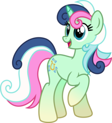 Size: 8358x9261 | Tagged: safe, artist:osipush, bon bon, lyra heartstrings, sweetie drops, pony, unicorn, g4, absurd resolution, background pony, female, fusion, fusion:bon bon, fusion:lyra heartstrings, lyrabon (fusion), open mouth, raised hoof, simple background, solo, transparent background, vector, we have become one, what has magic done