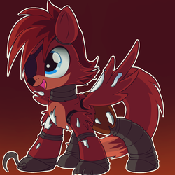 Size: 1000x1000 | Tagged: safe, artist:ruhisu, oc, oc only, oc:aerial ace, fox, clothes, commission, costume, five nights at freddy's, foxy, nightmare night costume, ponified, solo