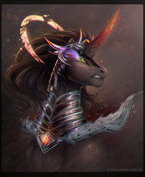 Size: 1733x2109 | Tagged: safe, artist:koveliana, king sombra, g4, chromatic aberration, male, solo