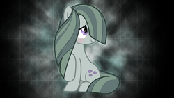Size: 2560x1440 | Tagged: safe, artist:laszlvfx, artist:thefrostspark, edit, marble pie, g4, hearthbreakers, blushing, female, hair over one eye, solo, vector, wallpaper, wallpaper edit