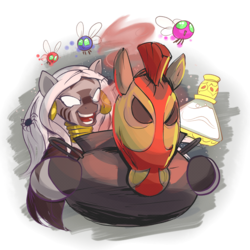 Size: 1024x1024 | Tagged: safe, artist:stupjam, zecora, parasprite, zebra, g4, merasmus, nightmare night, parody, team fortress 2