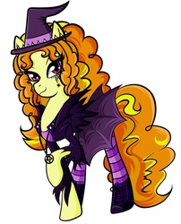 Size: 1024x1265 | Tagged: safe, artist:itsnotdaijoubu, adagio dazzle, equestria girls, g4, clothes, costume, equestria girls ponified, female, nightmare night, ponified, simple background, solo, white background, witch