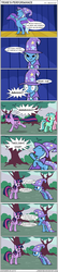 Size: 1759x8137 | Tagged: safe, artist:j-bronyind, lyra heartstrings, pinkie pie, trixie, twilight sparkle, alicorn, pony, g4, annoyed, burn, cheesy, comic, eyes closed, female, mare, misspelling, pun, running, screaming, scrunchy face, stage, they're just so cheesy, twilight sparkle (alicorn)