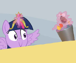 Size: 542x447 | Tagged: safe, twilight sparkle, alicorn, pony, g4, big crown thingy, element of magic, evil, exploitable meme, female, kinder egg, mare, meme, pure unfiltered evil, solo, spilled milk, trash can, twilight sparkle (alicorn), twilight's kinder egg, wings