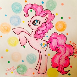 Size: 2379x2372 | Tagged: safe, artist:towajusama, pinkie pie, g4, female, high res, solo, traditional art