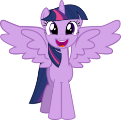 Size: 6135x6077 | Tagged: safe, artist:itv-canterlot, twilight sparkle, alicorn, pony, g4, the one where pinkie pie knows, .svg available, :d, absurd resolution, cute, female, happy, looking at you, mare, simple background, smiling, solo, spread wings, transparent background, twiabetes, twilight sparkle (alicorn), vector