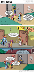 Size: 949x1972 | Tagged: safe, artist:pony-berserker, rainbow dash, scootaloo, earth pony, pegasus, pony, g4, asylum, bad end, butt, comic, crying, female, filly, gate, implied scootaloo's parents, insanity, male, mare, mental illness, plot, sad, stallion, wanted poster