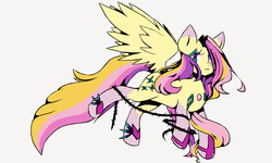 Size: 1024x614 | Tagged: safe, artist:goldnparadise, fluttershy, g4, female, frown, solo, thorn