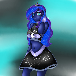 Size: 811x811 | Tagged: safe, princess luna, human, g4, belly button, clothes, female, solo, tank top