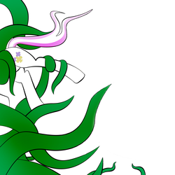 Size: 2880x2880 | Tagged: safe, artist:zomgitsalaura, fleur-de-lis, pony, g4, cutie mark, female, high res, i've seen enough hentai to know where this is going, offscreen character, simple background, solo, tentacles, tentacles on female, vector, white background