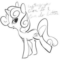Size: 600x600 | Tagged: safe, artist:mt, sweetie belle, crusaders of the lost mark, g4, cutie mark, female, grayscale, lineart, monochrome, solo, the cmc's cutie marks