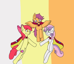 Size: 1974x1688 | Tagged: safe, artist:lingeringfortune, apple bloom, scootaloo, sweetie belle, crusaders of the lost mark, g4, cape, clothes, cutie mark, cutie mark crusaders, the cmc's cutie marks