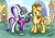 Size: 912x640 | Tagged: safe, artist:shadow strike, applejack, coloratura, g4, the mane attraction, blushing, countess coloratura, friends, hoofsies, ponyville, smiling