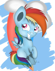 Size: 1024x1327 | Tagged: safe, artist:theartistsora, rainbow dash, g4, female, filly, filly rainbow dash, sitting, solo