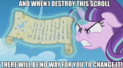 Size: 959x537 | Tagged: safe, screencap, starlight glimmer, g4, the cutie re-mark, angry, image macro, meme, ragelight glimmer, scroll