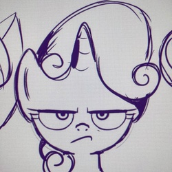 Size: 1080x1080 | Tagged: safe, artist:agnesgarbowska, sweetie belle, g4, monochrome, sweetie belle is not amused, unamused