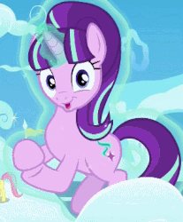 Size: 304x367 | Tagged: safe, screencap, fluttershy, starlight glimmer, pony, unicorn, g4, season 5, the cutie re-mark, 8^y, animated, clapping, cute, female, floating, flying, funny, glimmerbetes, glowing horn, horn, levitation, looking at you, magic, mare, reaction image, sarcasm, self-levitation, smiling, starlight says bravo, telekinesis, wide eyes
