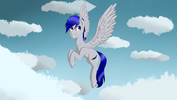 Size: 1360x768 | Tagged: safe, artist:corpselucefer, oc, oc only, oc:firelight, pegasus, pony, cloud, sky, solo