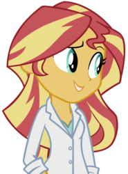Size: 1000x1355 | Tagged: safe, artist:cool77778, sunset shimmer, equestria girls, g4, my little pony equestria girls: friendship games, the science of magic, clothes, female, lab coat, simple background, solo, sunset the science gal, transparent background, vector
