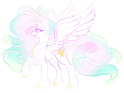 Size: 2375x1779 | Tagged: safe, artist:london13ridges, princess celestia, pony, g4, curved horn, female, horn, mare, raised hoof, simple background, smiling, solo, spread wings, transparent background