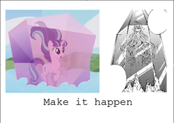 Size: 640x453 | Tagged: safe, starlight glimmer, g4, my little pony: friendship is magic, the cutie re-mark, bondage, crystal, encasement, exploitable meme, fairy tail, frozen, image macro, make it happen, meme