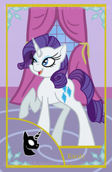 Size: 560x860 | Tagged: safe, artist:magicandmysterygal, rarity, g4, card, female, solo