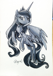 Size: 1402x2000 | Tagged: safe, artist:hopelessnight, artist:kayra, princess luna, g4, female, photo, solo, traditional art