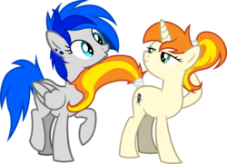 Size: 4742x3441 | Tagged: source needed, safe, artist:outlawedtofu, oc, oc only, oc:greaser, oc:sapphire sights, pegasus, pony, female, mare, seduction, simple background, tail seduce, tail wrap, teasing, transparent background, vector