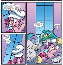 Size: 1328x1373 | Tagged: safe, artist:jay fosgitt, idw, pinkie pie, princess celestia, friends forever #22, g4, my little pony: friends forever, spoiler:comic, apologetic, apology, cute, out of context