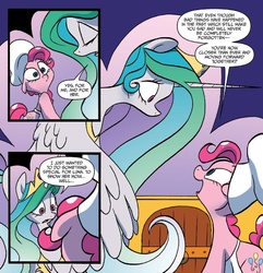 Size: 1239x1284 | Tagged: safe, artist:jay fosgitt, idw, pinkie pie, princess celestia, friends forever #22, g4, my little pony: friends forever, spoiler:comic, cute