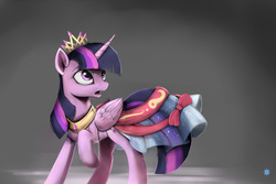 Size: 2400x1600 | Tagged: dead source, safe, artist:noctilucent-arts, twilight sparkle, alicorn, pony, g4, clothes, dress, female, mare, older, open mouth, raised hoof, solo, twilight sparkle (alicorn)