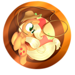 Size: 1024x1024 | Tagged: safe, artist:catavenger, applejack, g4, button, female, lasso, mouth hold, rearing, simple background, solo, transparent background