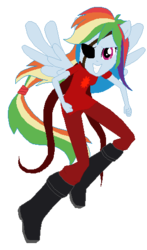 Size: 298x506 | Tagged: safe, artist:rexlupin, rainbow dash, equestria girls, g4, crossover, eyepatch, female, god tier, hero of time, homestuck, ponied up, simple background, solo, thief of time, transparent background, wings
