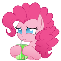 Size: 250x247 | Tagged: dead source, safe, artist:mn27, pinkie pie, earth pony, pony, g4, cute, diapinkes, female, frown, hoof hold, juice box, mare, no pupils, sad, sadorable, simple background, solo, transparent background