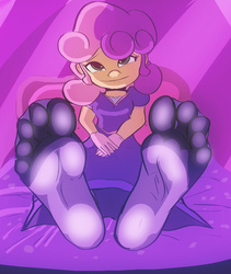 Size: 827x980 | Tagged: safe, artist:zuneycat, sweetie belle, human, g4, clothes, feet, female, foot fetish, foot focus, humanized, soles, solo, stockings, toes