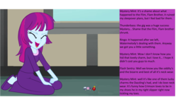 Size: 1024x562 | Tagged: safe, artist:trohobo, flash sentry, mystery mint, ringo, thunderbass, equestria girls, g4, background human, charm, clothes, micro, pajamas, slippers