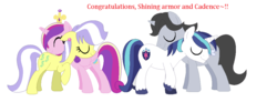 Size: 1137x417 | Tagged: safe, artist:greenmage96, jet set, princess cadance, shining armor, upper crust, g4, the one where pinkie pie knows, congratulations