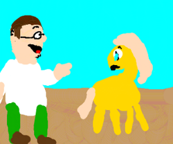 Size: 300x250 | Tagged: safe, fluttershy, g4, 1000 hours in ms paint, family guy, male, ms paint, peter griffin, quality