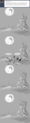 Size: 1280x5133 | Tagged: safe, artist:silfoe, princess celestia, royal sketchbook, g4, clothes, comic, costume, foal, grayscale, mare in the moon, monochrome, moon, night, nightmare night, wut face
