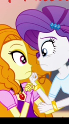 Size: 400x710 | Tagged: safe, artist:amante56, adagio dazzle, rarity, equestria girls, g4, my little pony equestria girls: rainbow rocks, adagity, arms, bolero jacket, bracelet, breasts, bust, canterlot, clothes, female, fingers, frown, gym, hairpin, hand, i kissed a girl, jacket, jewelry, katy perry, leaning back, leaning forward, lesbian, long hair, makeup, nervous, puffy sleeves, quality, school, shipping, shipping fuel, song reference, teenager, tights, top