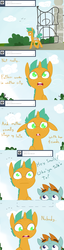 Size: 1156x4500 | Tagged: safe, artist:kryptchild, snails, snips, ask glitter shell, g4, :|, ask, comic, floppy ears, fourth wall, frown, gate, glitter shell, looking up, open mouth, parental neglect, sad, saddle bag, transgender, tumblr, walking, wide eyes