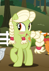 Size: 337x493 | Tagged: safe, artist:flash equestria photography, granny smith, earth pony, pony, g4, adorasmith, blushing, cute, female, smiling, solo, young granny smith, younger