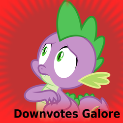 Size: 1024x1024 | Tagged: safe, artist:parclytaxel, spike, derpibooru, g4, former spoiler image, frown, irony, male, meta, not-so-drama in the comments, official spoiler image, solo, spoilered image joke, wide eyes, worried