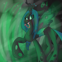 Size: 1024x1024 | Tagged: dead source, safe, artist:birthday-boy-blammy, queen chrysalis, changeling, changeling queen, g4, female, long tongue, solo, tongue out