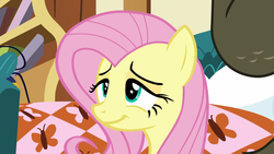 Size: 1920x1080 | Tagged: safe, screencap, fluttershy, g4, scare master, bed, smiling
