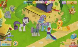 Size: 800x480 | Tagged: safe, gameloft, carrot cake, forsythia, maud pie, rainbow dash, rarity, trixie, pony, unicorn, g4, female, mare