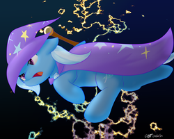 Size: 2560x2048 | Tagged: safe, artist:icy wings, trixie, pony, unicorn, g4, female, high res, lightning, mare, solo, staff